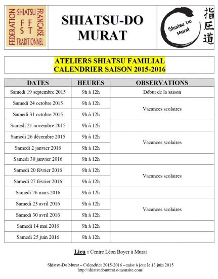 Calendrier shiatsu murat saison 2015 2016 maj le 13 06 15